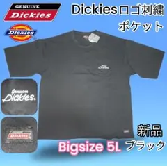 Big 5L GENUINE Dickies ロゴ刺繍ポケット半袖Tシャツ黒