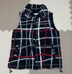 【未使用級】ランバンスポール レディース ゴルフ ベスト 38 黒 総柄　中綿