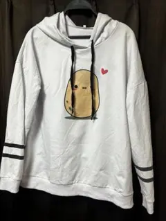 ポテトキャラクター プリント パーカー ホワイト