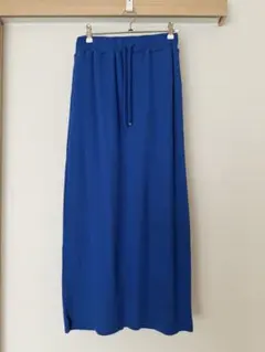 LOWRYSFARM カットリブタイトスカート　ブルー