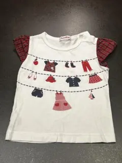 ★値下中★【familiar】チェック柄の袖　Tシャツ　90cm