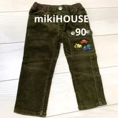 mikiHOUSE グリーンパンツ　90 車　働く車　長ズボン　緑
