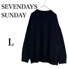【セブンデイズサンデイ】ニット セーター 長袖 モックネック 無地 L ブラック
