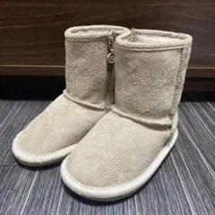 ベージュ スエード風 キッズブーツ ムートンブーツ