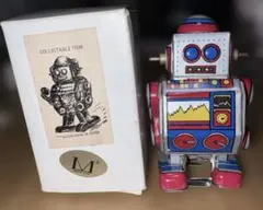 日本製【レトロ ゼンマイ式 ロボット ブリキ風 シルバー】 - メルカリ