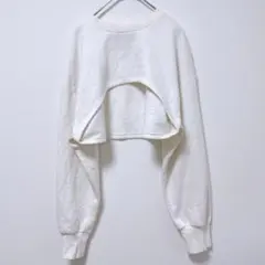 ザラ　ZARA スウェット ショート丈　プルオーバー ホワイト　韓国　裏起毛　L