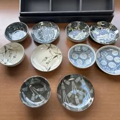 未使用　和風デザイン 陶器小皿＆小鉢10個