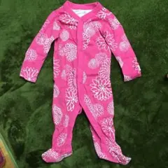 ⓪オールドネイビーの足付きピンクの花柄ロンパース