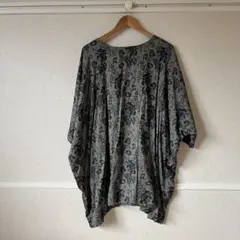 【レア】 花柄　オーバーサイズシャツ グレー系　スモック