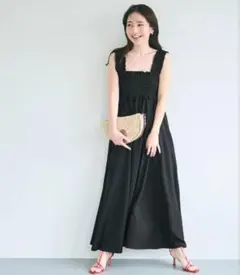 新品　coca シャーリングワンピース キャミワンピース ロングワンピース M