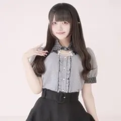 【美品】Palelfy 千鳥柄チェックブラウスブラック パルエルフィー地雷系
