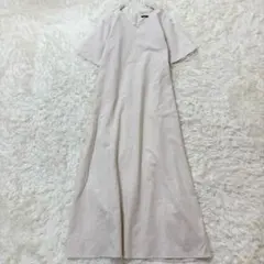 アイテムズアーバンリサーチ ロングワンピース 半袖 白 M 麻混　シンプル