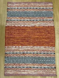 サンプル品　インド綿マット　コットンシェニールサリー　60×90 フサ無し