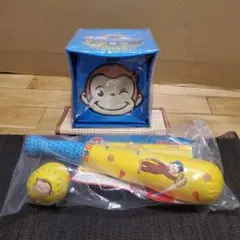 おさるのジョージ！収納箱と柔らかいバットとボールの野球セット！