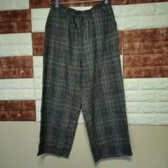 チェック柄 ワイドパンツ ゴムウエスト