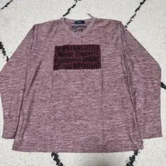 メッセージプリント長袖シャツ 赤系