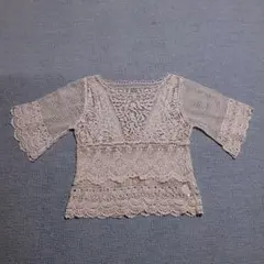 値下げ❗透かし編み カットソー ( ニット*レース*美品 )ボレロ・カーディガン