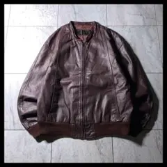 ビンテージ 古着 短丈 レザー ボンバー フライトジャケット 赤茶色