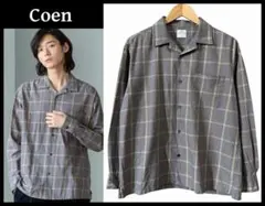 G② コーエン 19AW 総柄 チェック オープンカラー 長袖 ビエラ シャツ