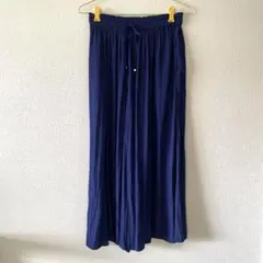 GLOBAL WORKさらさらリラックス フレアワイドパンツ M ブルー