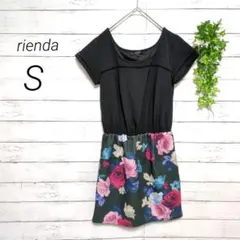 リエンダ　ミニ丈ワンピース　半袖　S　フラワープリント