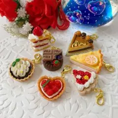 ミニチュア・フェイクスイーツ♡ケーキ・タルト・ミルフィーユ，チャーム7点