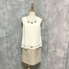 OPAQUE.CLIP ノースリーブ　ビジュー　ドッキング　タイトワンピース