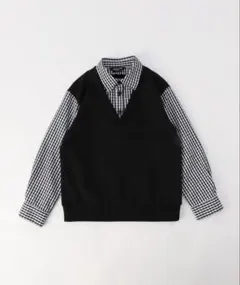 キッズ用黒と白チェックベストシャツ
