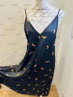 【美品】アダムエロペ キャミワンピース　ヒョウ柄 ロング F黒ブラックのサムネイル