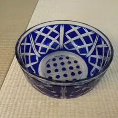 コバルトブルー切子ガラスボウル - メルカリ