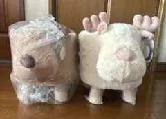 【新品・未使用】アニマルスツール/椅子/トナカイ2個セット/白 ・茶