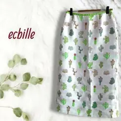 ecbille【M】ジャガード タイトロングスカート サボテン柄 個性的 日本製