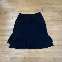 黒 プリーツスカート ひざ丈