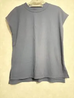 GLOBAL WORKリブ編み ノースリーブTシャツ グレー