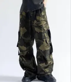MASONPRINCE ワイドシルエット カモフラ ミリタリー カーゴパンツ