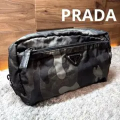 PRADA プラダ ポーチ 化粧ポーチ 小物入 ナイロン 三角プレート カモフラ