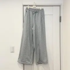 【美脚見え】スウェット スラックス グレー センターライン ストレートパンツ L