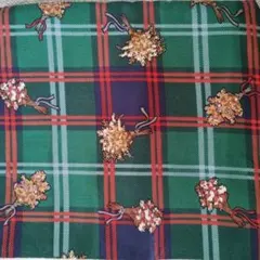 YUWA LIVE LIFE COLLECTION 生地　緑　チェック柄　花束