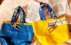 最安値♪ブルーバッグ新品♪IKEA　クノーリグ可愛いミニバッグ２個キーホルダー付