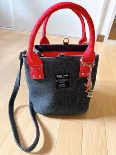 Jolie Joli デニムハンドバッグ グレー/赤