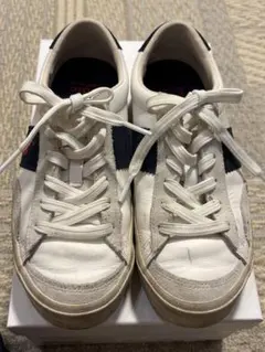 Polo ホワイト/ネイビー レザー スニーカー 23cm