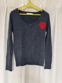 ハート刺繍 長袖カーディガン