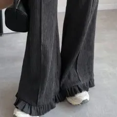 SHEIN FRIFUL フリル フレアパンツ ダークグレー Lサイズ