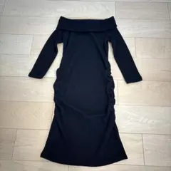 GAP ブラックオフショルダーリブニット マタニティ ワンピース