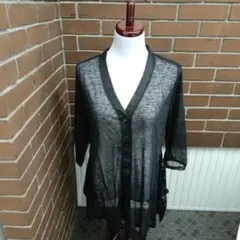 新品未使用　シースルー ブラック カーディガン 長袖 花柄レース