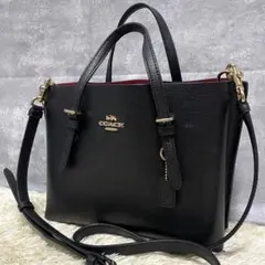 未使用 コーチ モーリーバケット 2way ショルダーバッグ 黒 レザー 中