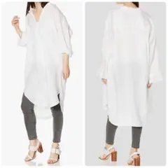 美品✨ ミラオーウェン フレンチリネン ロング シャツ ブラウス 白