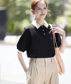 バイカラーレイヤード風ニットポロシャツ　ロペピクニック　ROPE' PICNIC