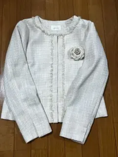 grove ツイード ジャケット アイボリー コサージュ付 M 入学式