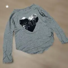GapKids グレー ハート型スパンコール長袖カットソー ロンT 120
